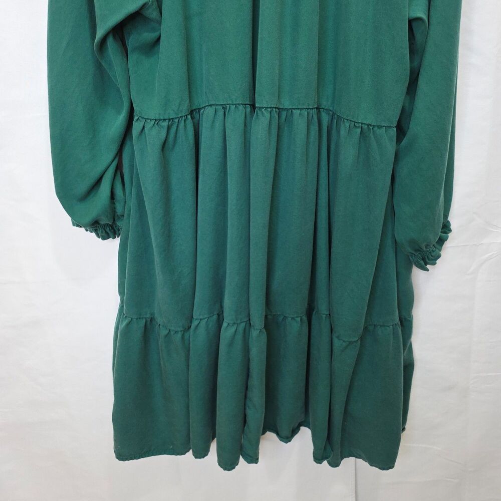 Terra & Sky Dress Womens Plus Sz 1X  Kelly Green Tiered Boho Cottagecore Prairie - Picture 3 of 12